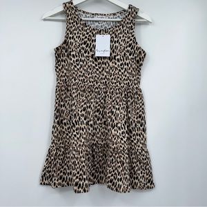 NWT Love, Fire Tiered Tank in Leopard Print Jersey Brown Medium